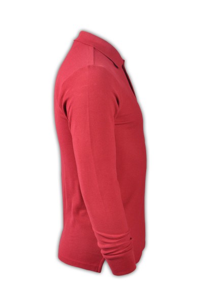 SKLPS005 solid color wine red 032 long sleeve men's Polo shirt 1AD01 design and customization activities solid color Polo shirt sports breathable polo shirt polo shirt Hong Kong company polo shirt price back view